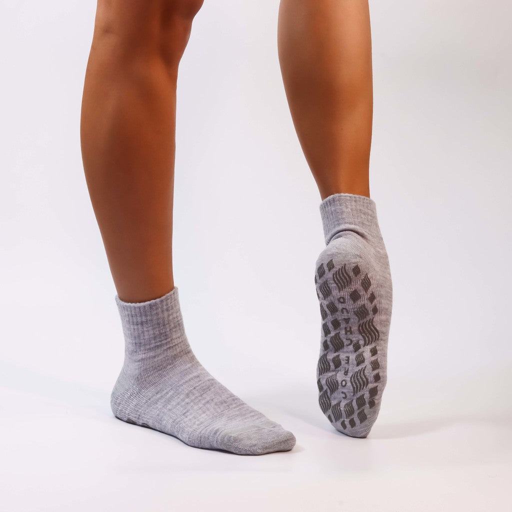 Core Chaud Quarter Merino Wool Grip Sock in Grey